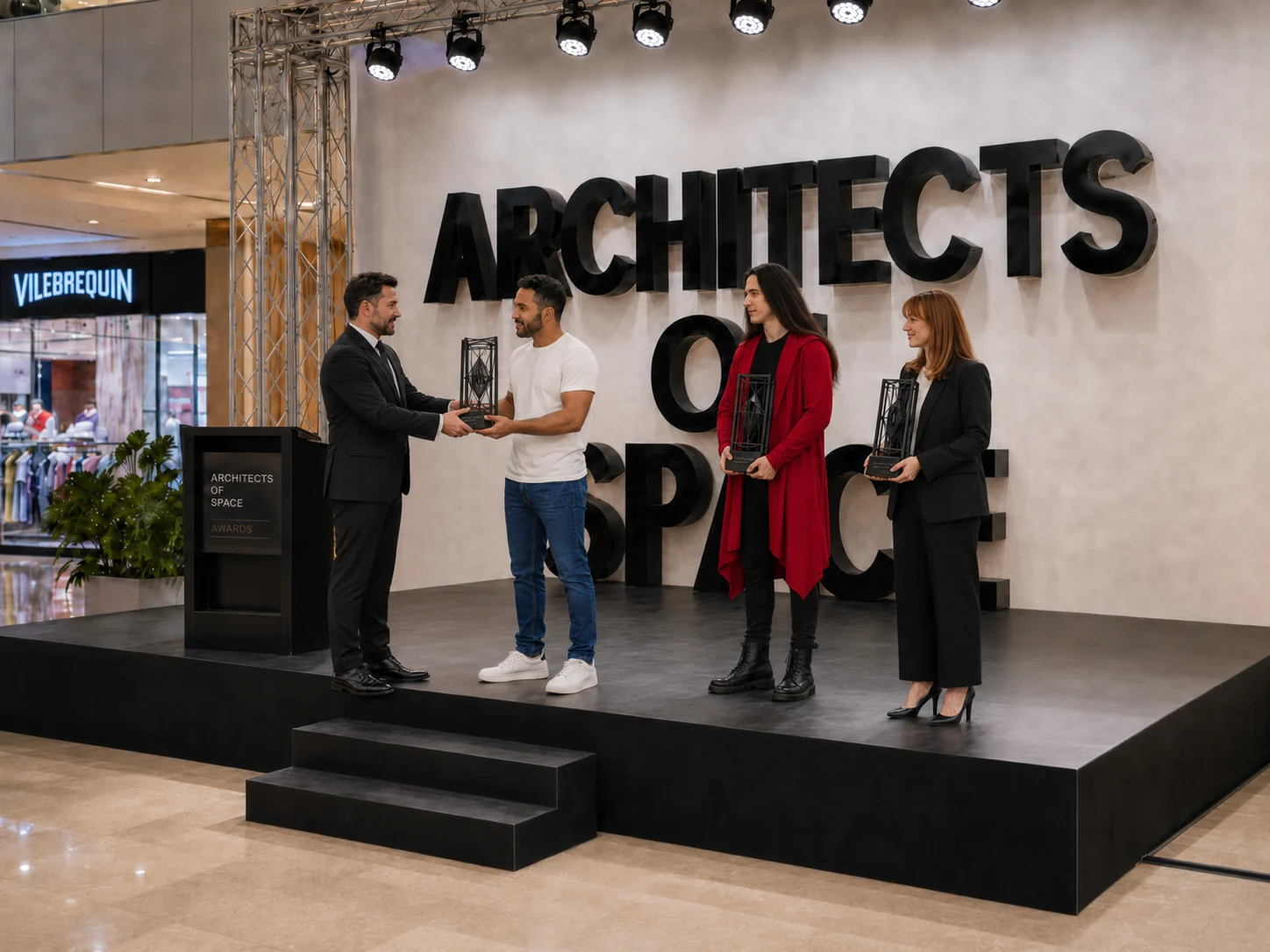 Mahmoud Abdallah receiving the Architects of Space award